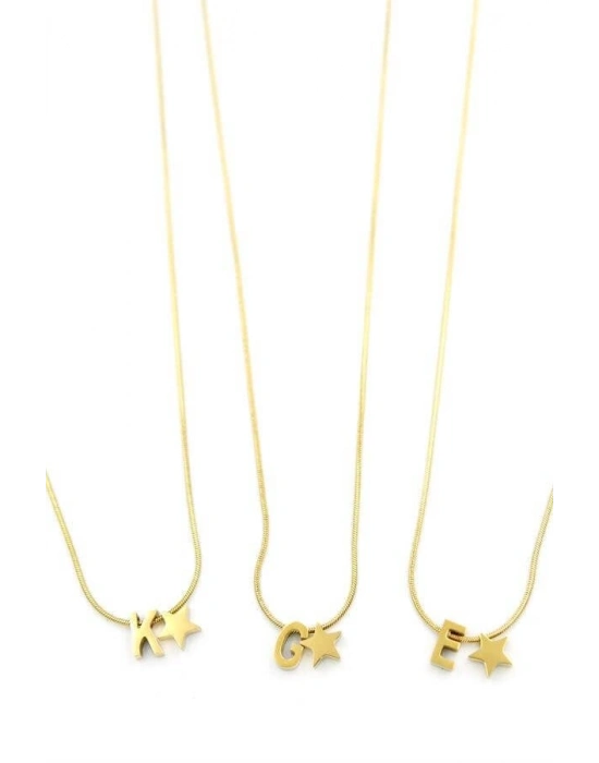 24lü Yıldız Harf Kolye - Altın