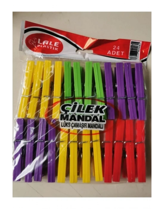 24 Plastik Çilek Mandal Royaleks-L003