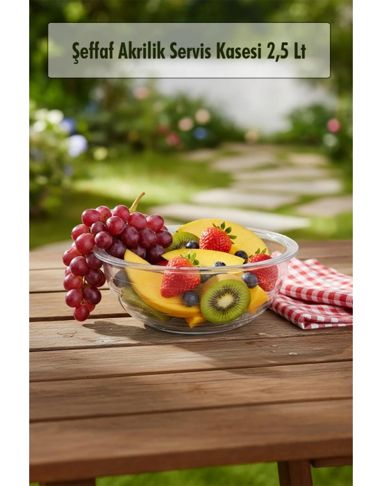 2,5 Lt Şeffaf Akrilik Servis Kasesi ve Karıştırma Kabı