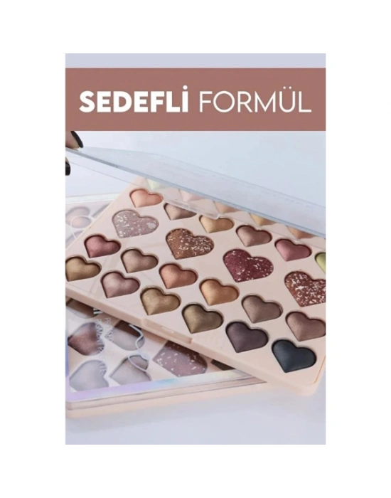 28li Sedefli Shine Kalp Far Paleti - 2li Set