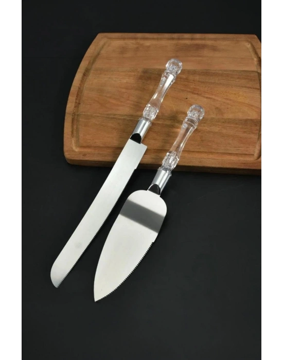 2’li Paslanmaz Çelik Pasta Servis Seti Spatula Bıçak Seti