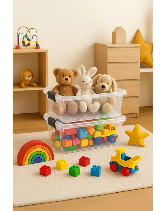 2’li Şeffaf Saklama Kutusu & Düzenleme Kutusu & Oyuncak Kutusu 34 Lt