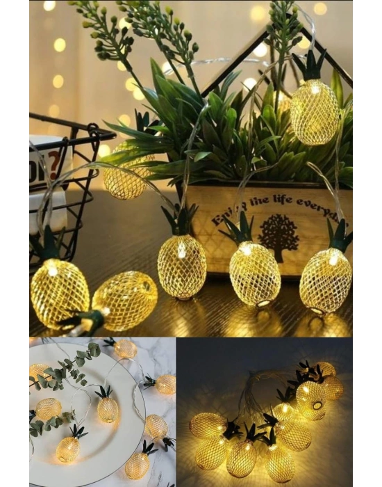 2m 10 Led 2 Kademeli Ananas Led Işık Pilli