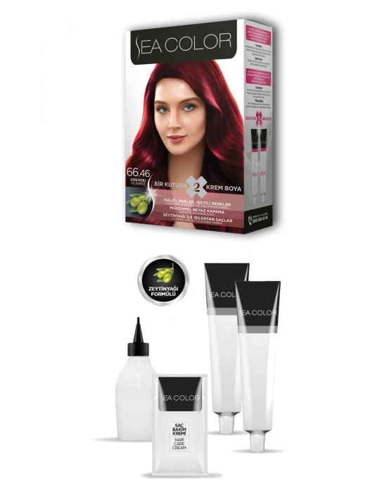 2X2 Tüp Krem Saç Boyası Seti Ateş Kızılı No:66.46