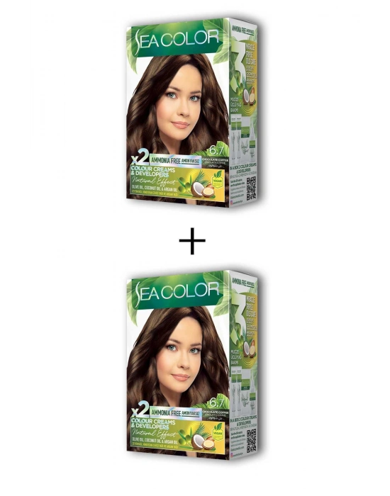 2X2 Tüp Krem Saç Boyası Seti Çikolata Kahve No:6.7