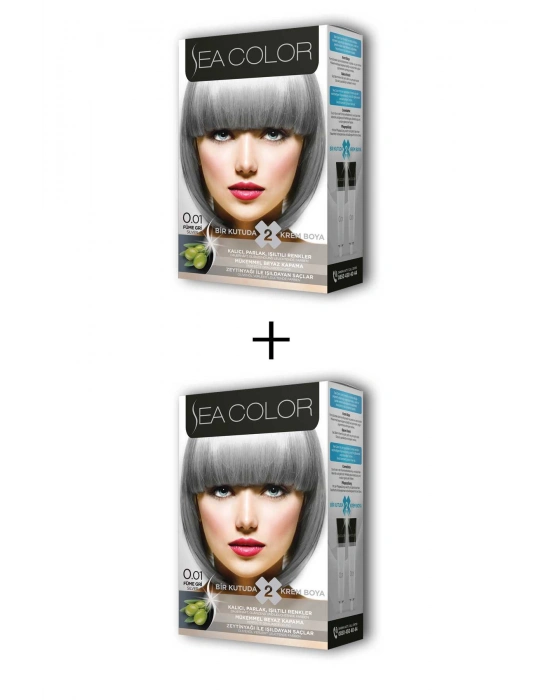 2X2 Tüp Krem Saç Boyası Seti Füme Gri No:0.01