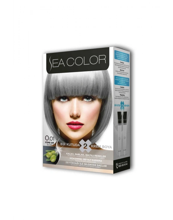 2X2 Tüp Krem Saç Boyası Seti Füme Gri No:0.01