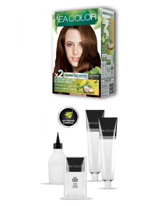 2X2 Tüp Krem Saç Boyası Seti Koyu Karamel No:7.7