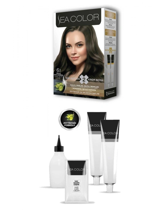 2X2 Tüp Krem Saç Boyası Seti Küllü Koyu Kumral No:6.1