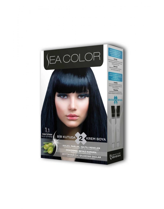 2X2 Tüp Krem Saç Boyası Seti Mavi Siyah No:1.1