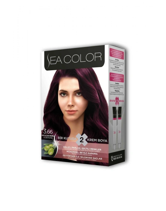 2X2 Tüp Krem Saç Boyası Seti Patlıcan Moru No:3.66