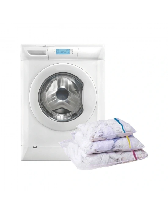 3'lü Çamaşır Yıkama Filesi Set Renkli Fermuarlı Pratik Çamaşır Yıkama Filesi Seti 3 Boy