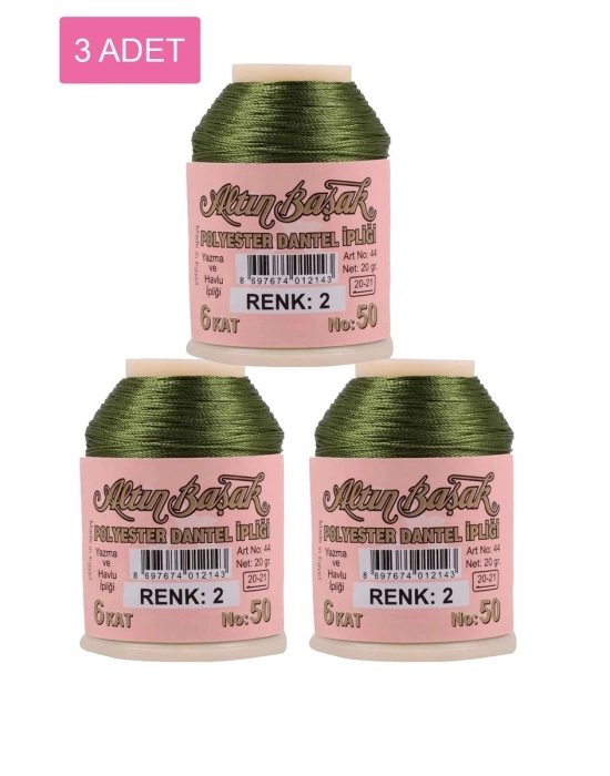 3 Adet Altınbaşak Oya ve Dantel İpi 20 gr - Royaleks - No: 002