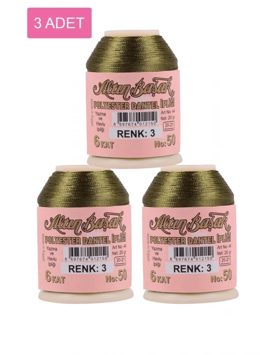 3 Adet Altınbaşak Oya ve Dantel İpi 20 gr - Royaleks - No: 003