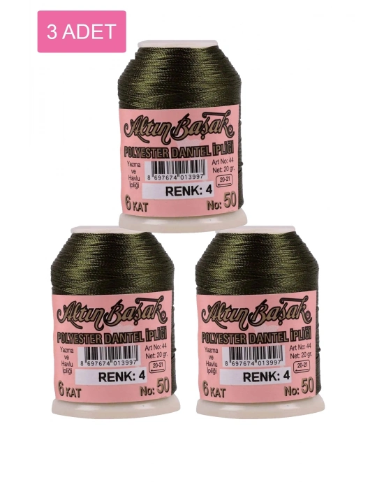 3 Adet Altınbaşak Oya ve Dantel İpi 20 gr - Royaleks - No: 004