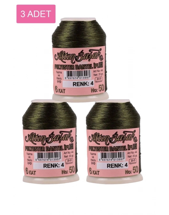 3 Adet Altınbaşak Oya ve Dantel İpi 20 gr - Royaleks - No: 004
