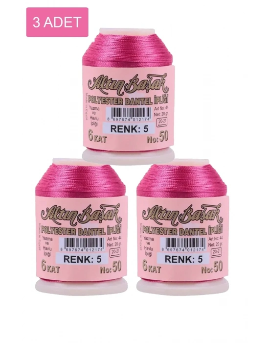 3 Adet Altınbaşak Oya ve Dantel İpi 20 gr - Royaleks - No: 005