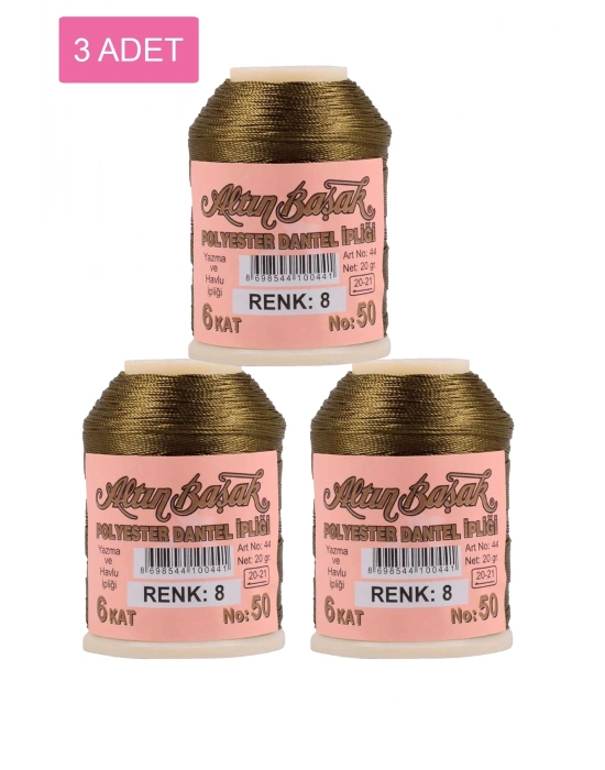 3 Adet Altınbaşak Oya ve Dantel İpi 20 gr - Royaleks - No: 008