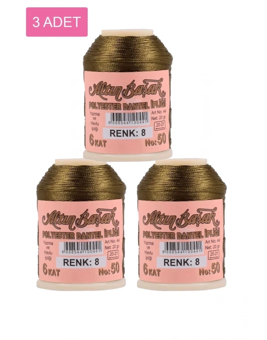 3 Adet Altınbaşak Oya ve Dantel İpi 20 gr - Royaleks - No: 008