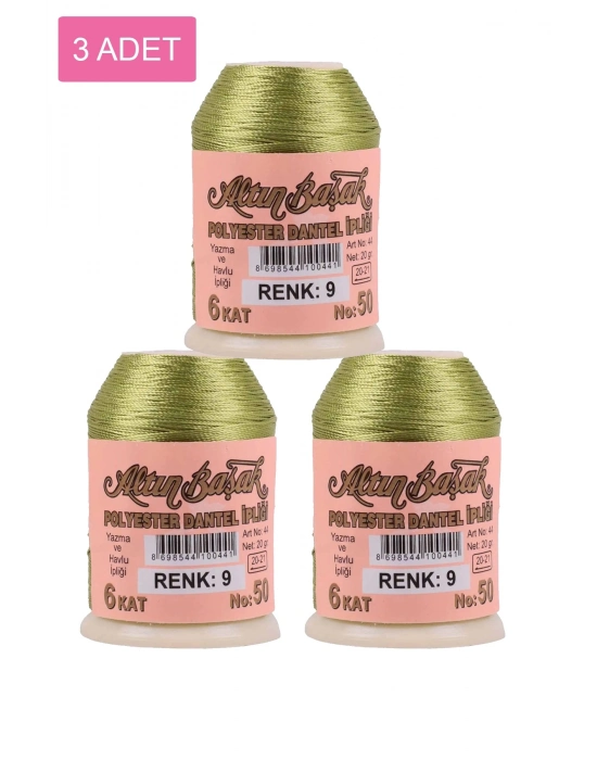 3 Adet Altınbaşak Oya ve Dantel İpi 20 gr - Royaleks - No: 009