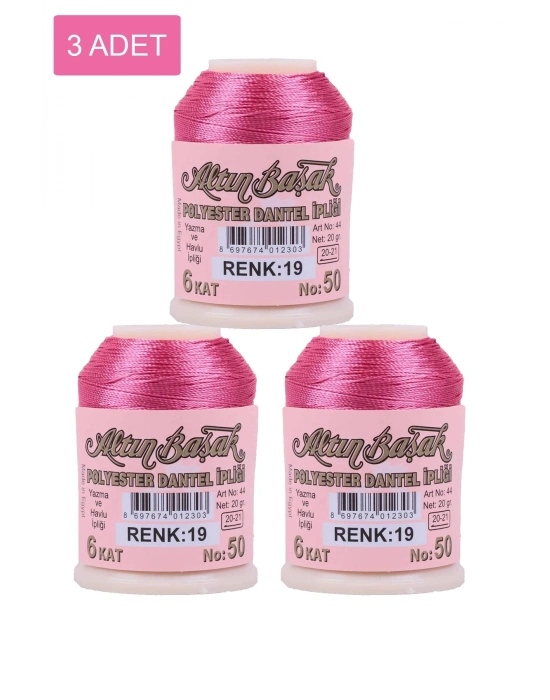 3 Adet Altınbaşak Oya ve Dantel İpi 20 gr - Royaleks - No: 019