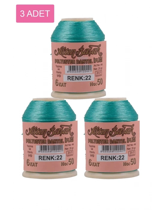 3 Adet Altınbaşak Oya ve Dantel İpi 20 gr - Royaleks - No: 022