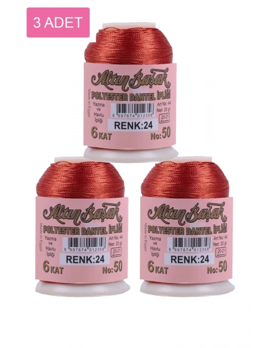 3 Adet Altınbaşak Oya ve Dantel İpi 20 gr - Royaleks - No: 024