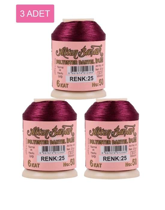 3 Adet Altınbaşak Oya ve Dantel İpi 20 gr - Royaleks - No: 025