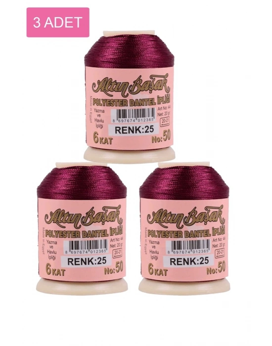 3 Adet Altınbaşak Oya ve Dantel İpi 20 gr - Royaleks - No: 025