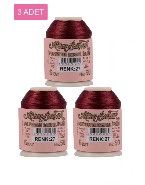 3 Adet Altınbaşak Oya ve Dantel İpi 20 gr - Royaleks - No: 027