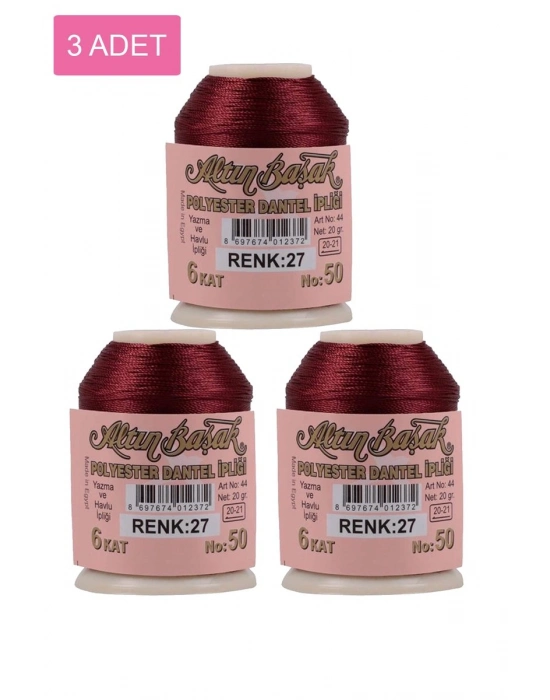 3 Adet Altınbaşak Oya ve Dantel İpi 20 gr - Royaleks - No: 027