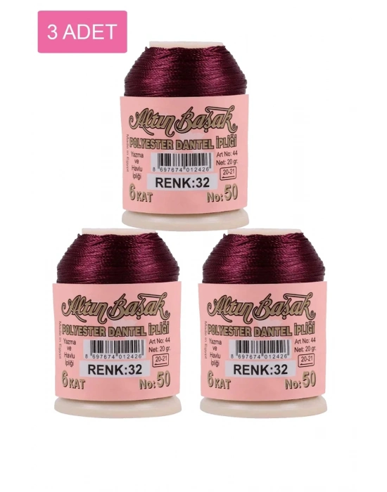 3 Adet Altınbaşak Oya ve Dantel İpi 20 gr - Royaleks - No: 032