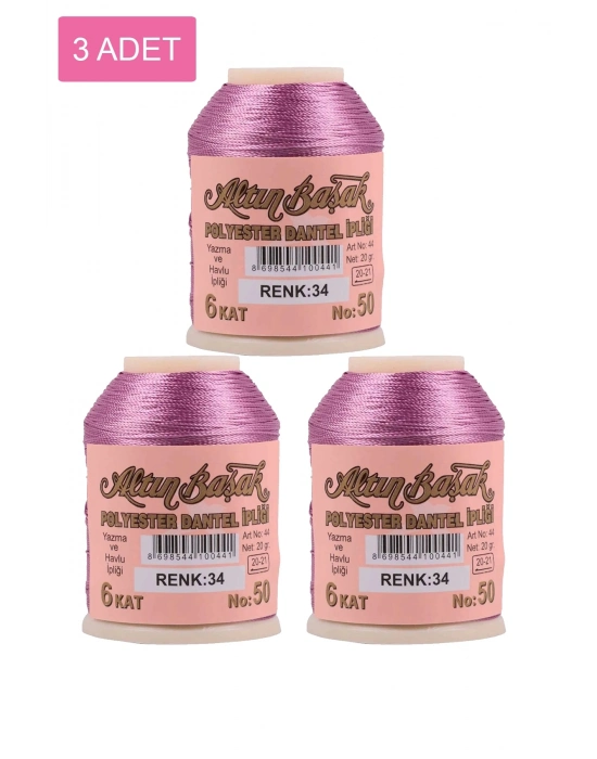 3 Adet Altınbaşak Oya ve Dantel İpi 20 gr - Royaleks - No: 034