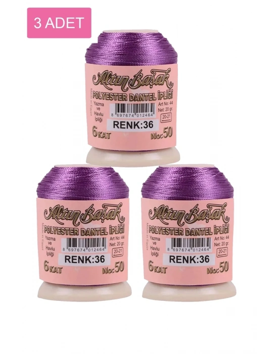 3 Adet Altınbaşak Oya ve Dantel İpi 20 gr - Royaleks - No: 036