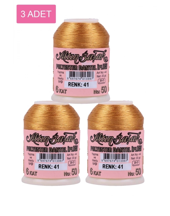 3 Adet Altınbaşak Oya ve Dantel İpi 20 gr - Royaleks - No: 041