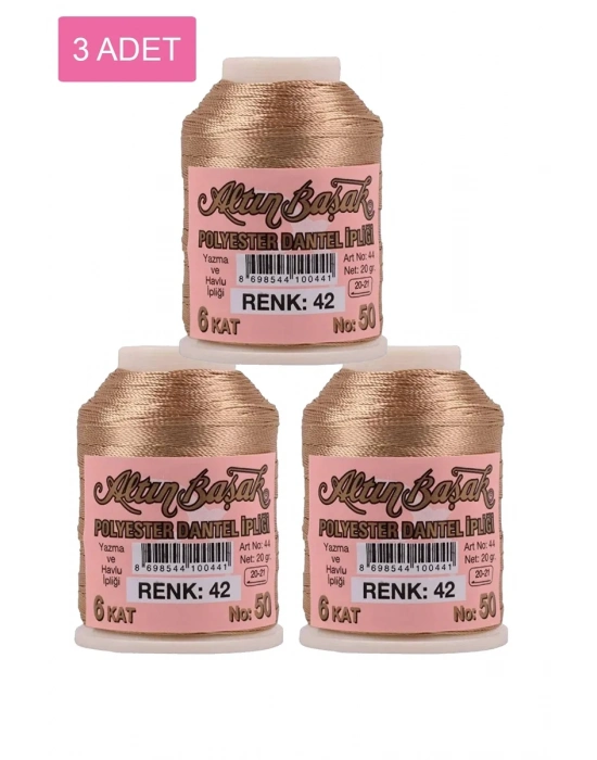 3 Adet Altınbaşak Oya ve Dantel İpi 20 gr - Royaleks - No: 042