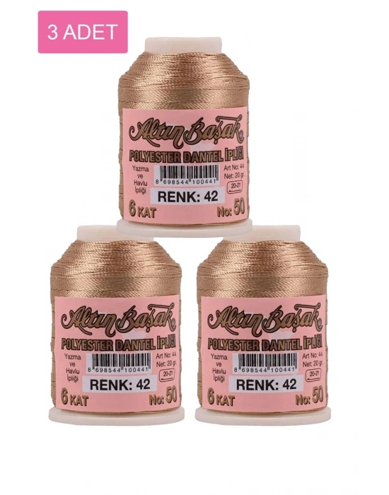 3 Adet Altınbaşak Oya ve Dantel İpi 20 gr - Royaleks - No: 042