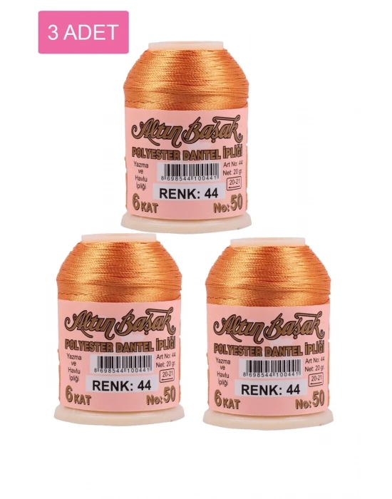 3 Adet Altınbaşak Oya ve Dantel İpi 20 gr - Royaleks - No: 044