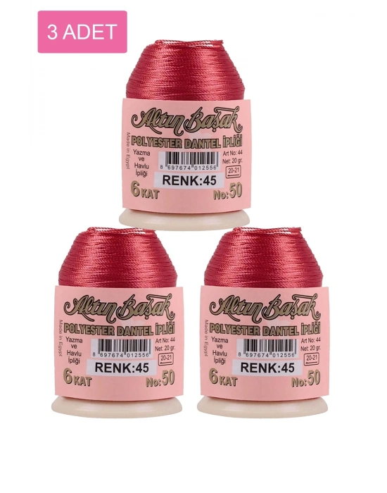 3 Adet Altınbaşak Oya ve Dantel İpi 20 gr - Royaleks - No: 045