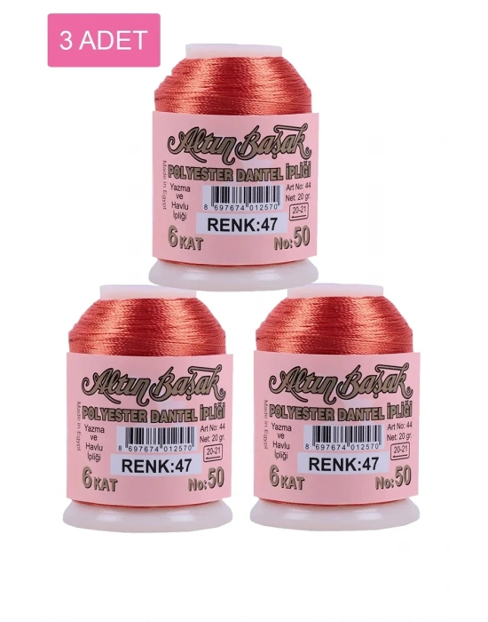 3 Adet Altınbaşak Oya ve Dantel İpi 20 gr - Royaleks - No: 047