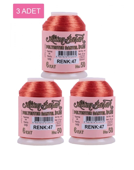 3 Adet Altınbaşak Oya ve Dantel İpi 20 gr - Royaleks - No: 047