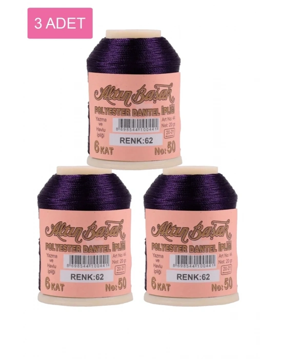 3 Adet Altınbaşak Oya ve Dantel İpi 20 gr - Royaleks - No: 062