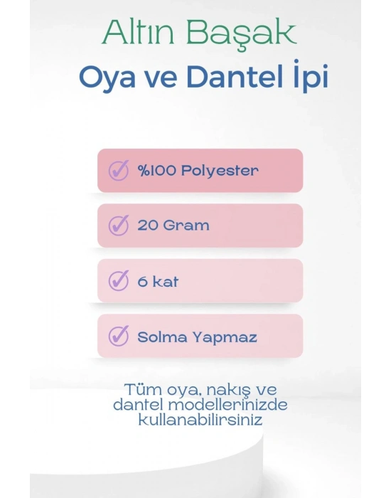 3 Adet Altınbaşak Oya ve Dantel İpi 20 gr - Royaleks - No: 062