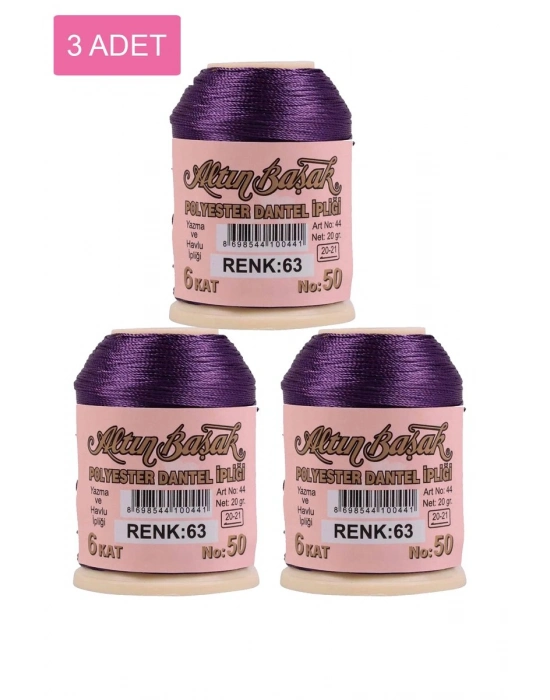 3 Adet Altınbaşak Oya ve Dantel İpi 20 gr - Royaleks - No: 063