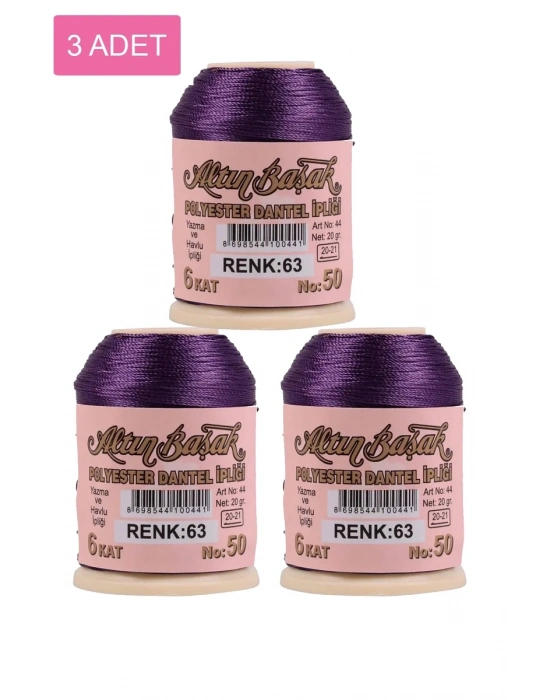 3 Adet Altınbaşak Oya ve Dantel İpi 20 gr - Royaleks - No: 063