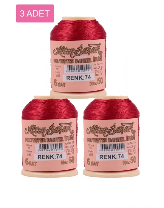 3 Adet Altınbaşak Oya ve Dantel İpi 20 gr - Royaleks - No: 074