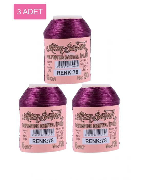 3 Adet Altınbaşak Oya ve Dantel İpi 20 gr - Royaleks - No: 078