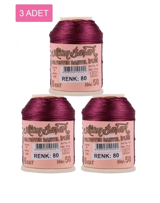 3 Adet Altınbaşak Oya ve Dantel İpi 20 gr - Royaleks - No: 080