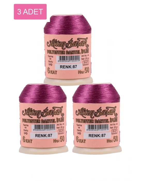 3 Adet Altınbaşak Oya ve Dantel İpi 20 gr - Royaleks - No: 087