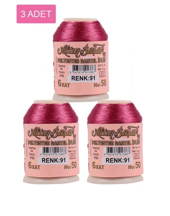 3 Adet Altınbaşak Oya ve Dantel İpi 20 gr - Royaleks - No: 091